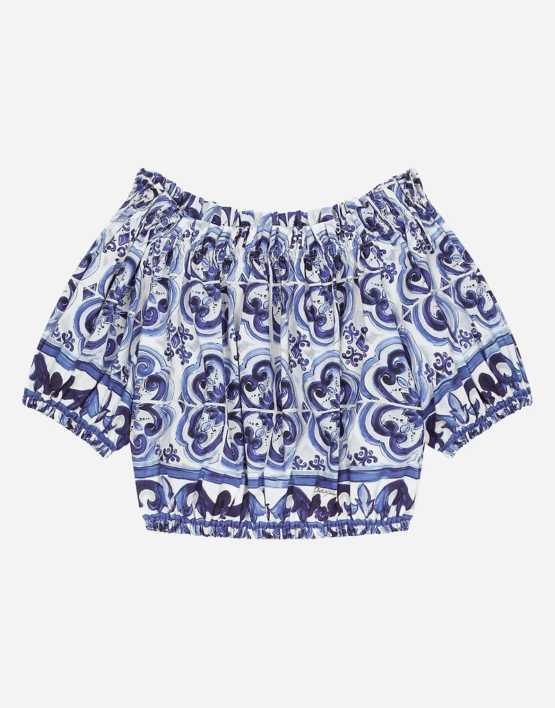Majolica-print poplin top