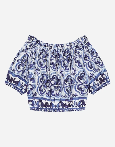 Majolica-print poplin top