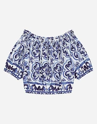 Majolica-print poplin top