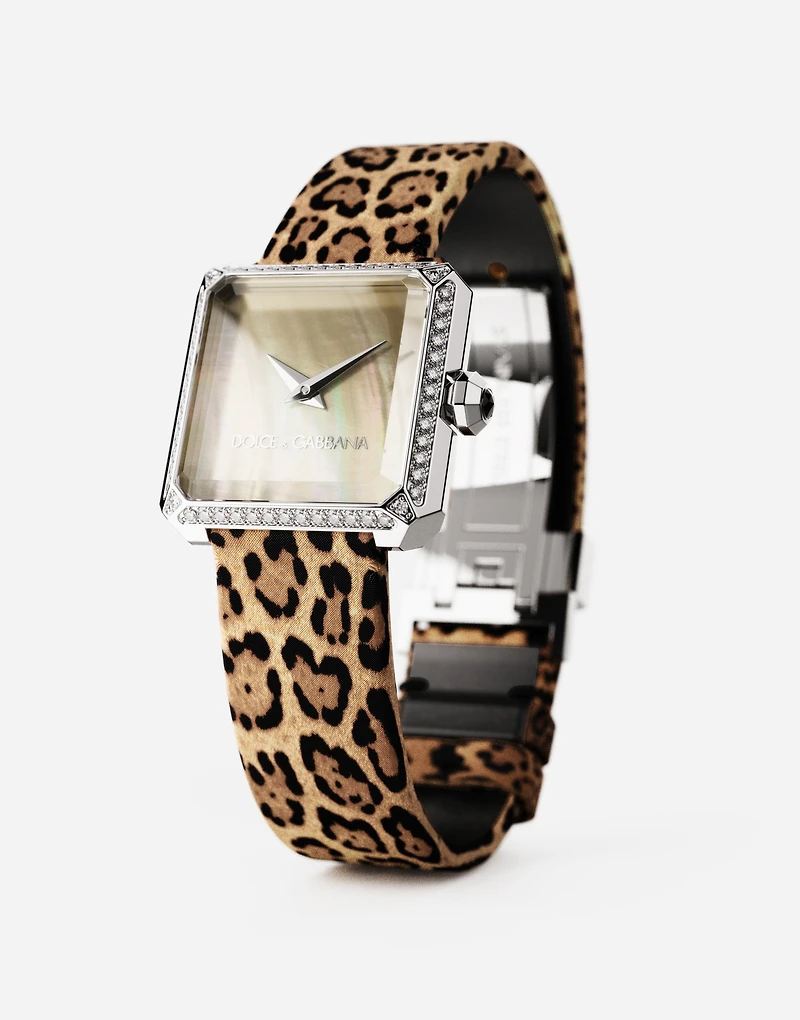 Steel watch with diamonds
