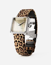 Steel watch with diamonds