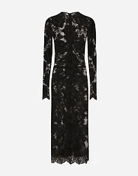 Calf-length floral lace dress
