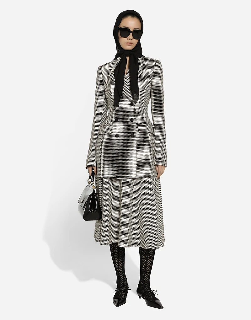 Double-breasted houndstooth jacket