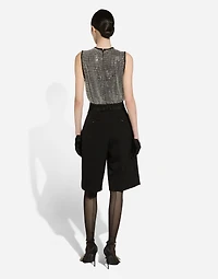 Wool gabardine tuxedo Bermuda shorts