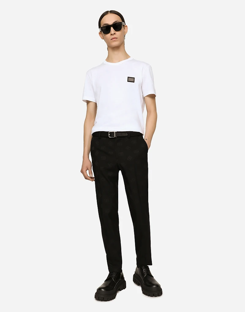 Stretch wool jacquard pants with DG Monogram design