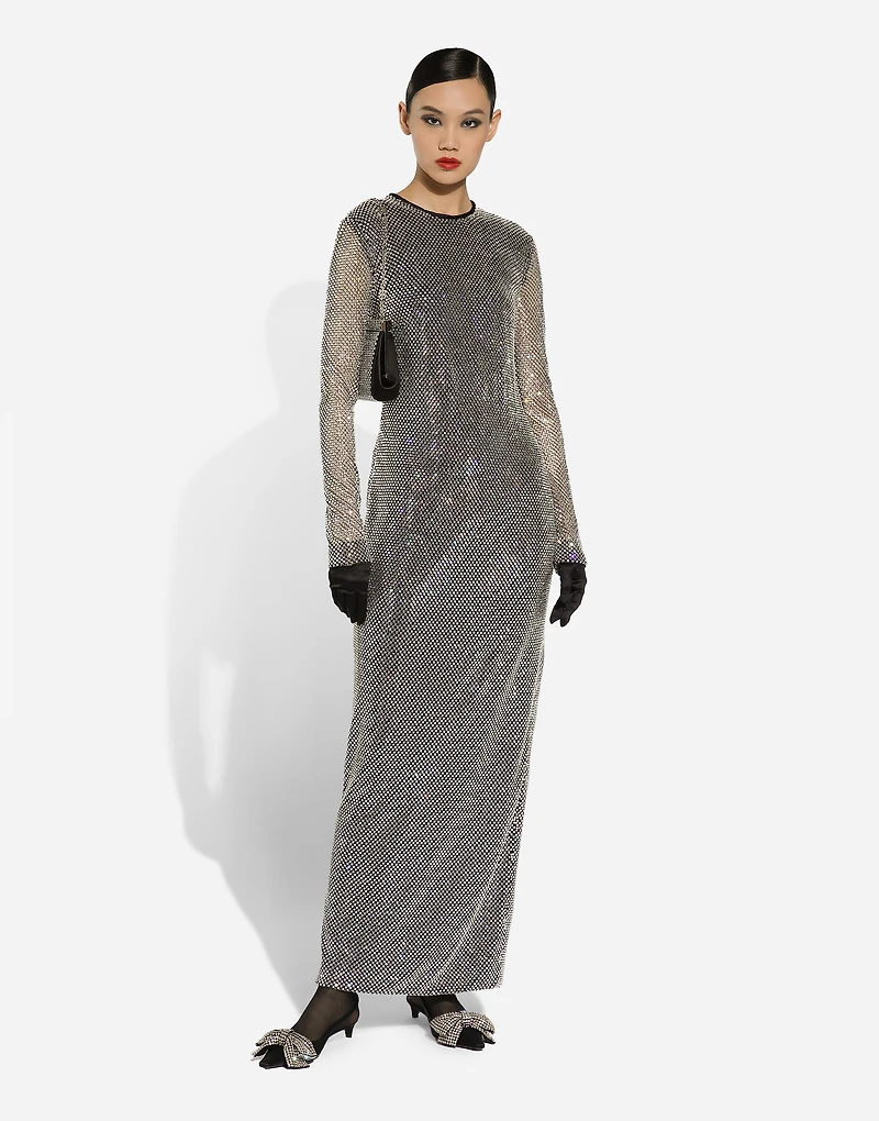 Long crystal mesh dress