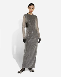 Long crystal mesh dress