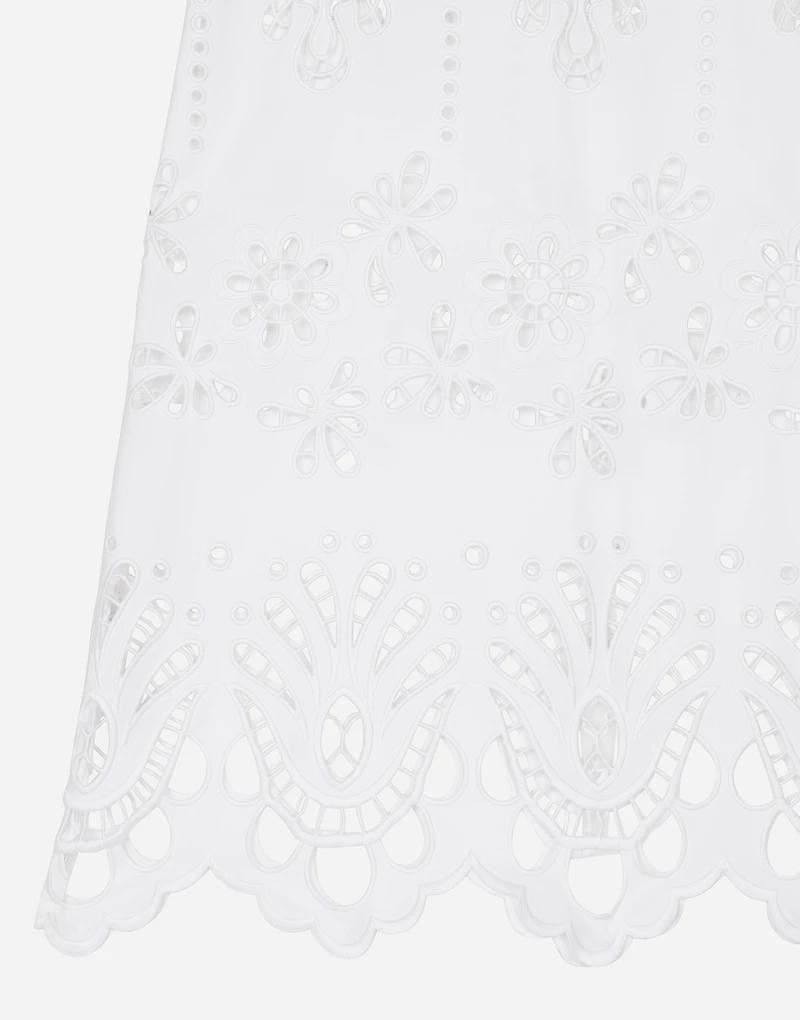 Cotton calf-length skirt with cut-out detailing