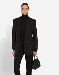 Single-breasted pinstripe wool jacket