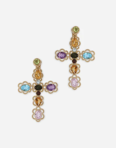  Rainbow Earrings 18-carat yellow gold and multicolored gems