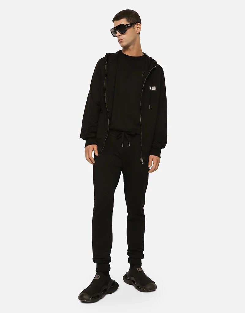 Jersey zip-up hoodie