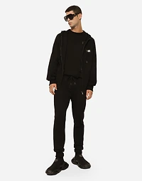 Jersey zip-up hoodie
