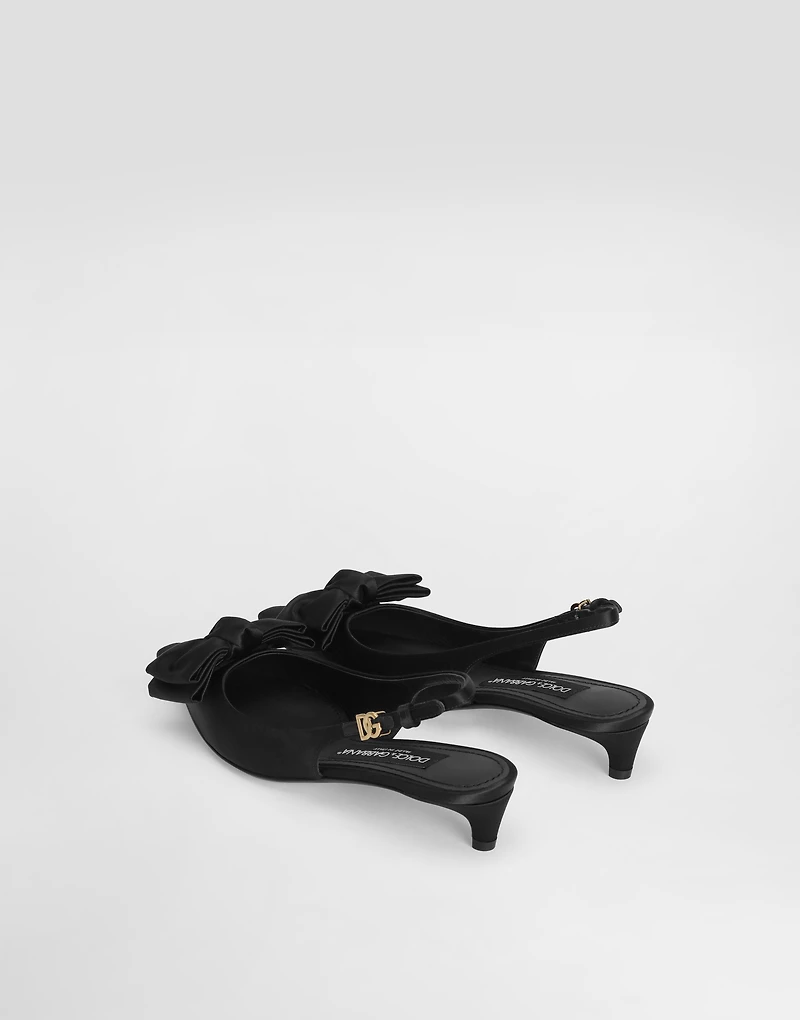 Satin slingbacks with bow detail