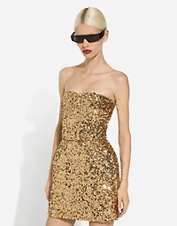 Short sequined strapless dress