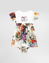 Jersey and poplin dress with DG logo
