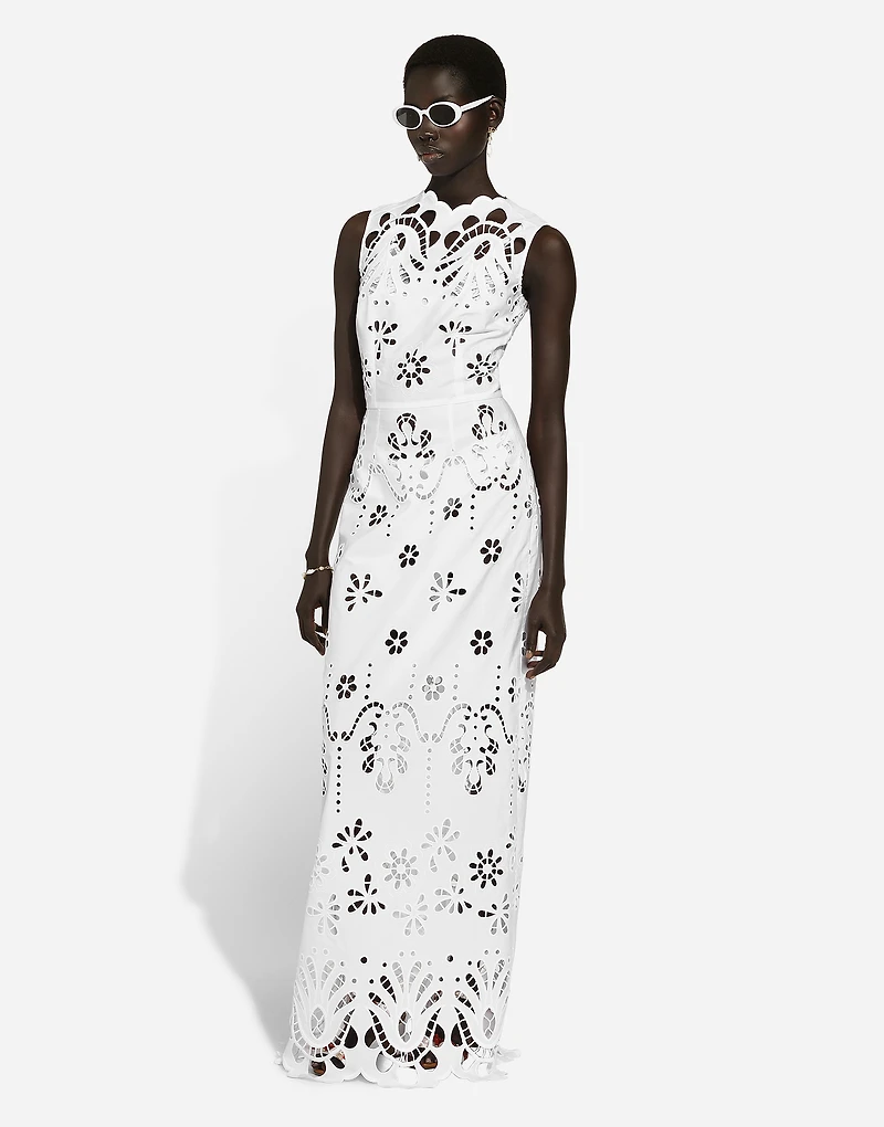 Long cotton dress with cut-out detailing