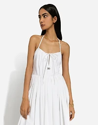 Midi cotton dress with circle skirt