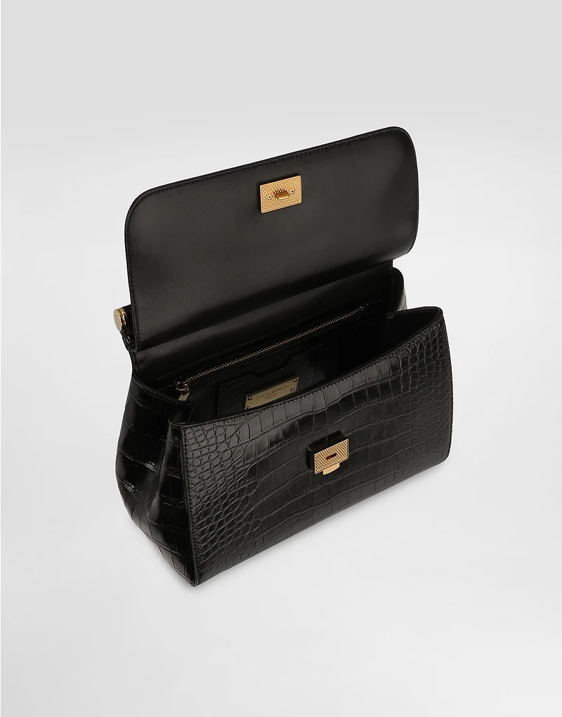 Large Sicily handbag in alligator leather
