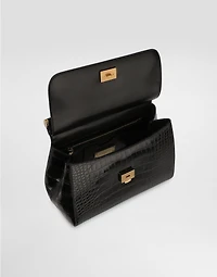 Large Sicily handbag in alligator leather
