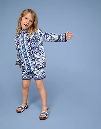 Majolica-print poplin shirt