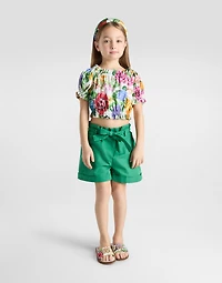 Cotton poplin top with floral print