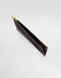 Large calfskin card holder with branded plate