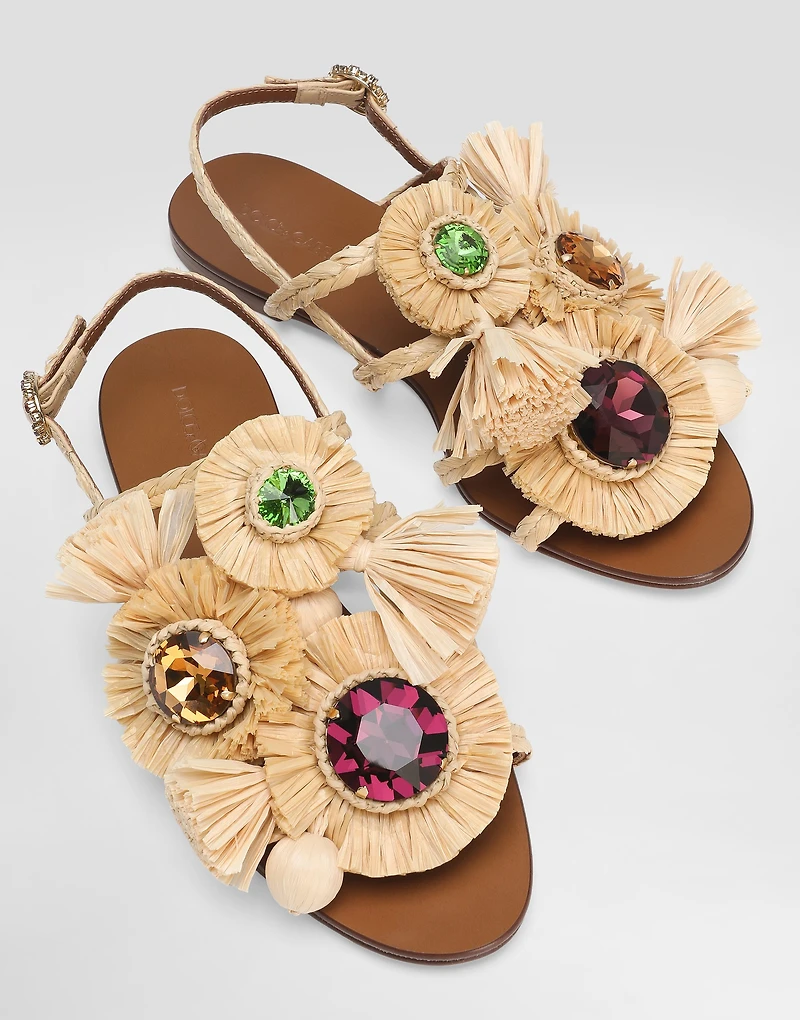 Braided rafia flip-flops