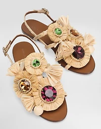 Braided rafia flip-flops