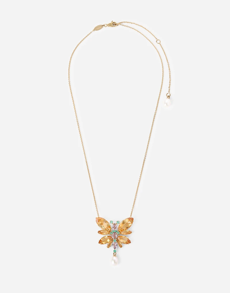 Butterfly Necklace 18-carat yellow gold and citrines