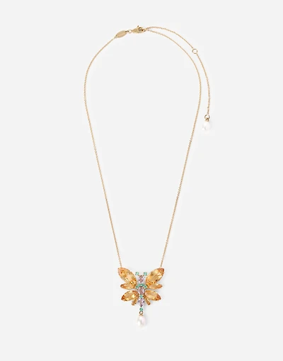 Butterfly Necklace 18-carat yellow gold and citrines