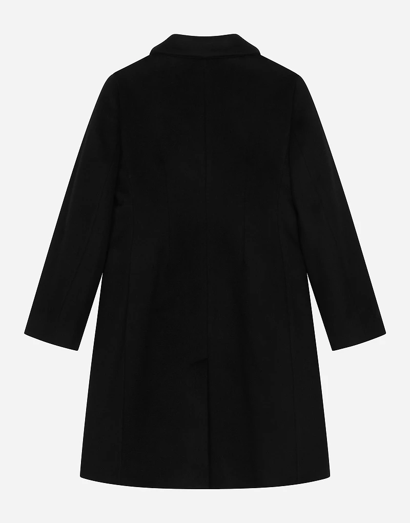 Single-breasted wool coat with branded buttons