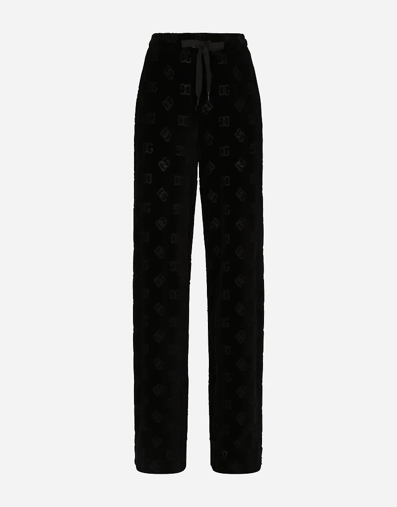 Flocked jersey pants with all-over DG logo
