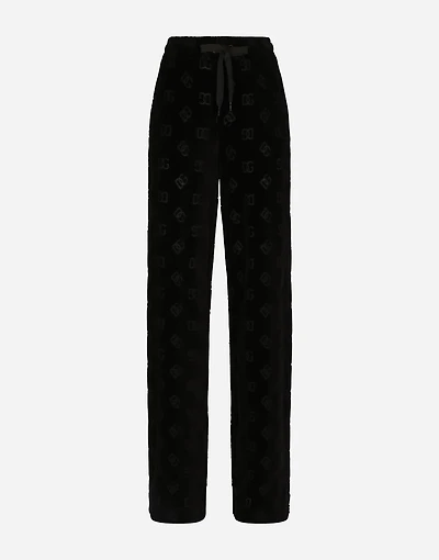 Flocked jersey pants with all-over DG logo