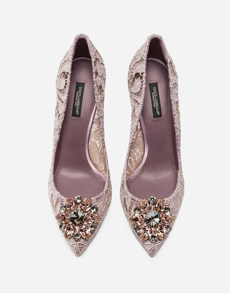 Lace rainbow pumps with brooch detailing