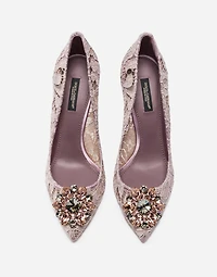 Lace rainbow pumps with brooch detailing