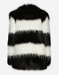 Striped faux fur coat