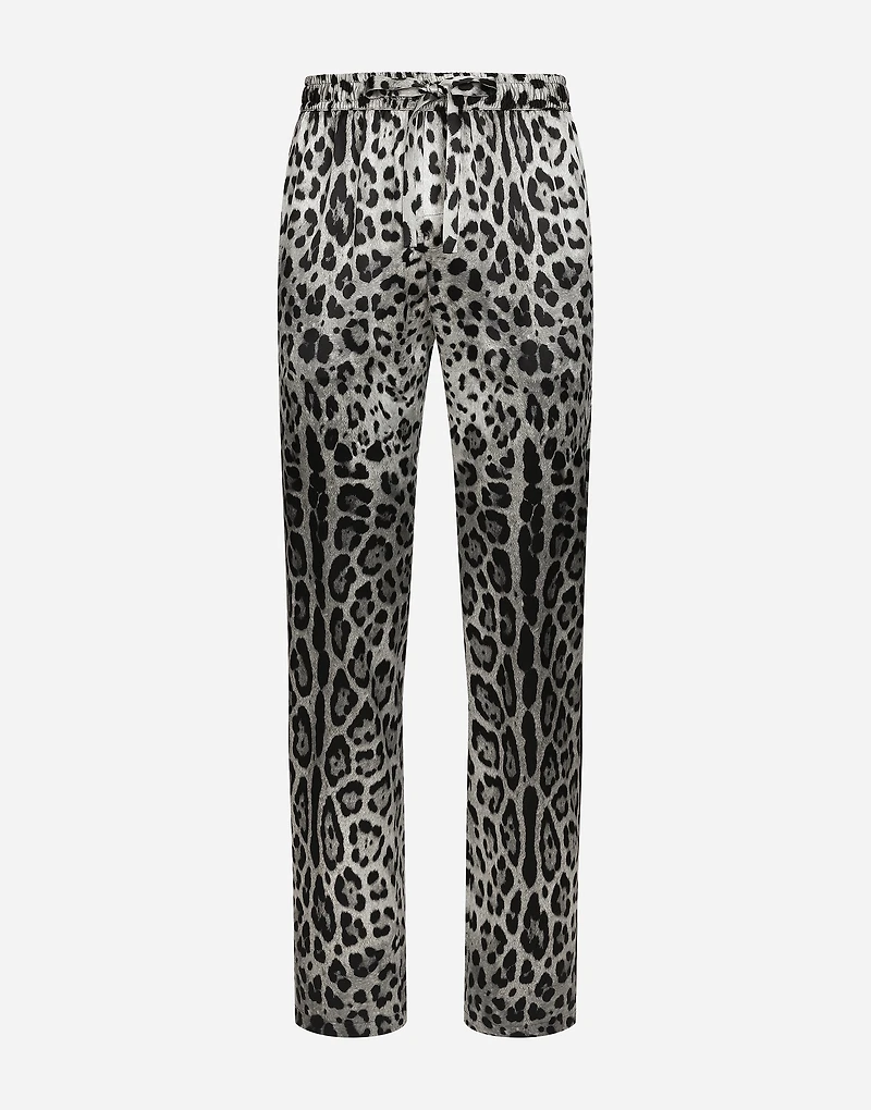 Leopard-print satin pants