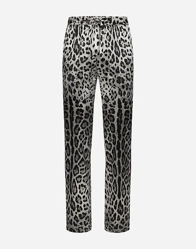 Leopard-print satin pants