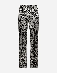 Leopard-print satin pants