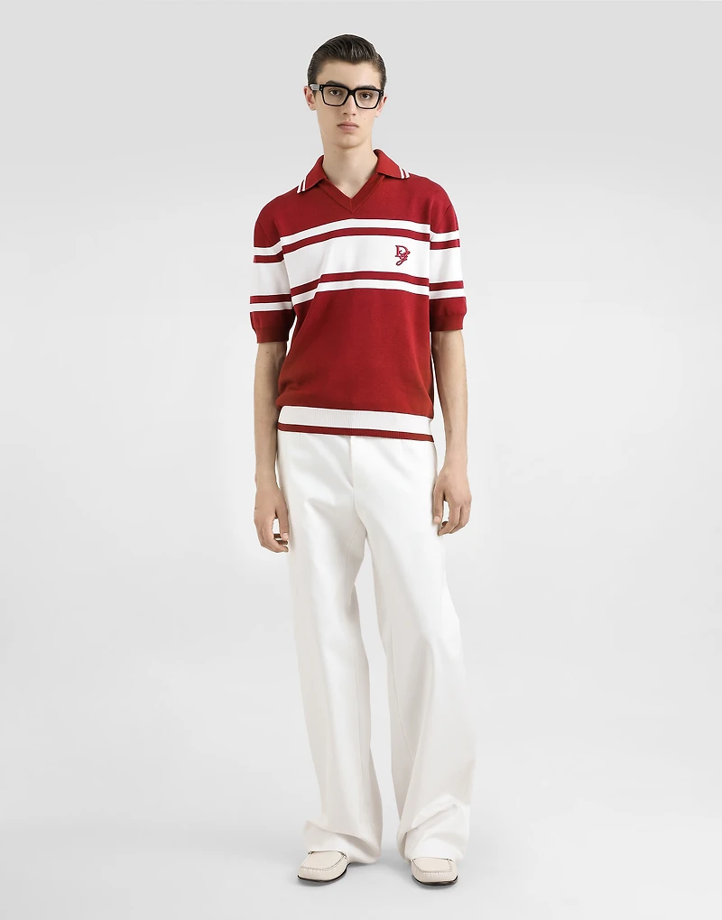 Silk and cotton polo-shirt with logo embroidery