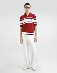 Silk and cotton polo-shirt with logo embroidery