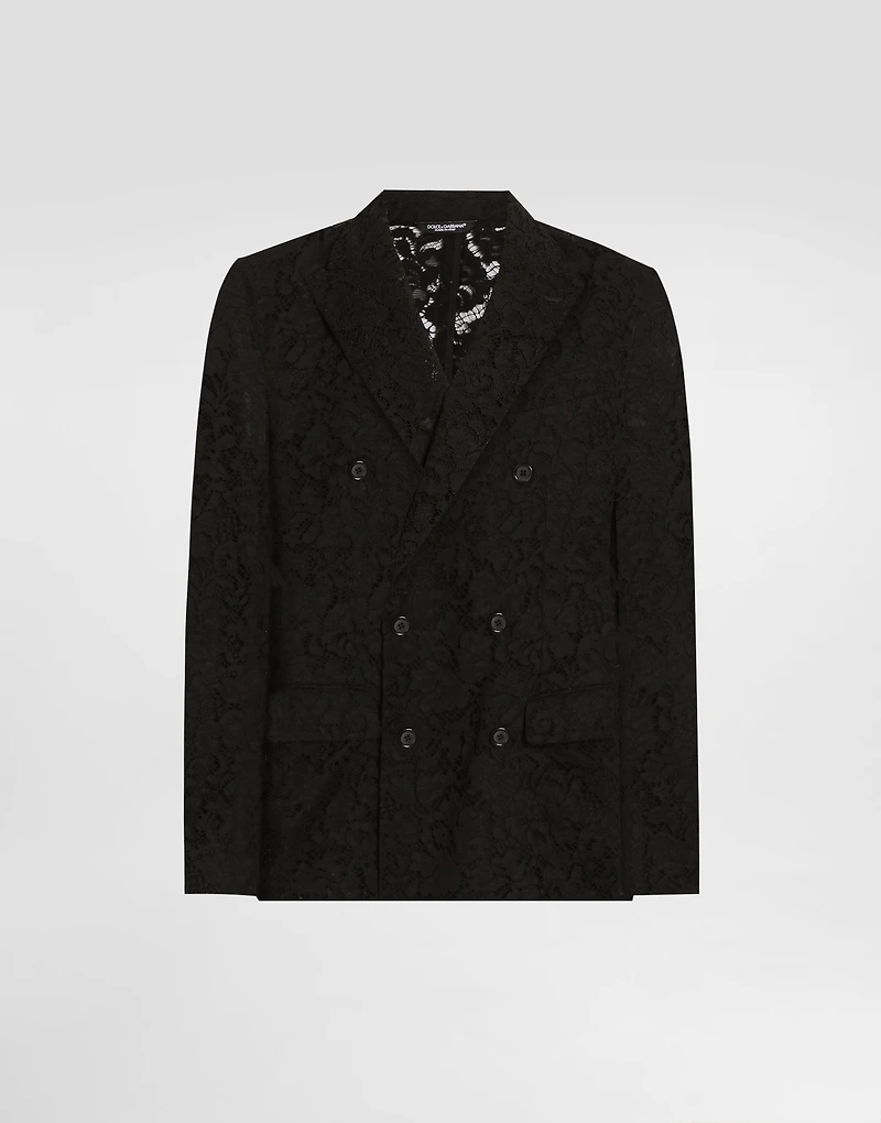 Sicilia double-breasted jacket cordonetto lace
