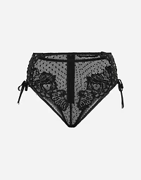 High-waisted lace briefs