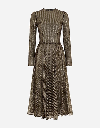 Long-sleeved sequined midi dress