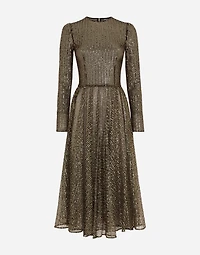 Long-sleeved sequined midi dress