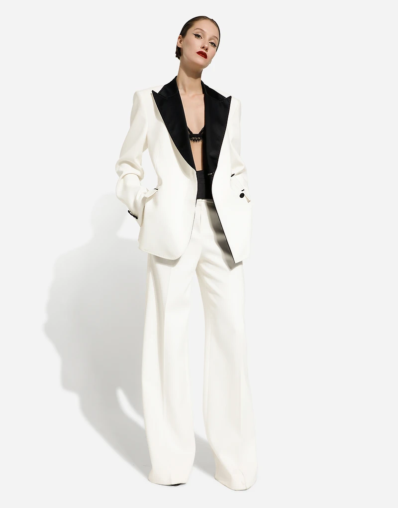 Flared double crepe pants