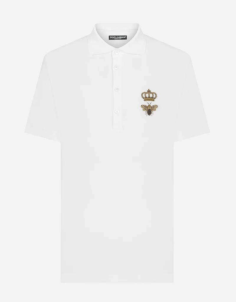 Cotton piqué polo-shirt with embroidery