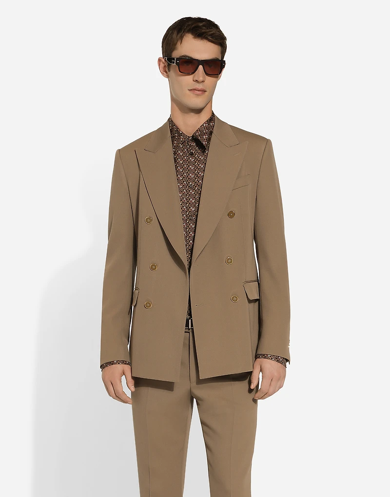 Double-breasted technical gabardine jacket
