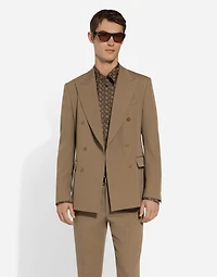 Double-breasted technical gabardine jacket