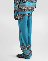 Silk pajama pants with bandanna print
